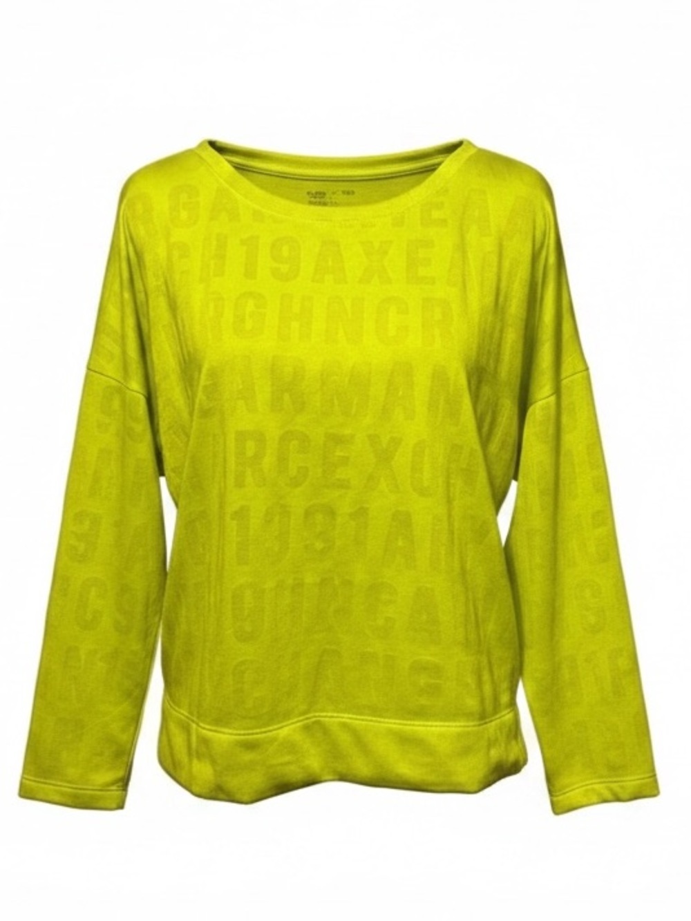 Armani Exchange Lime Green Monogram Long Sleeve Cropped Top Womens size Large